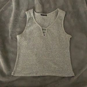 Grey knit crop top